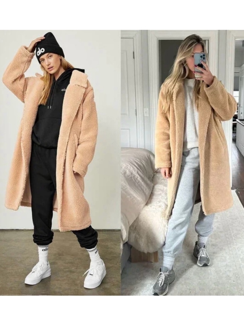 ALO Yoga Teddy Coat Camel Tan Oversized Sherpa Long Jacket - Picture 4 of 16